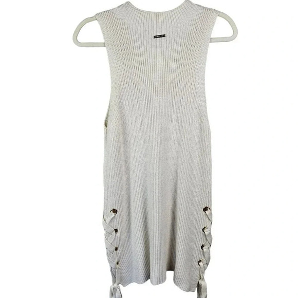 Michael Kors Sleeveless Tunic Mock Neck Ivory Cream Sweater Dress Size Small - Picture 3 of 11